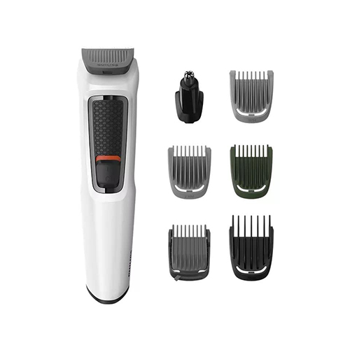 PHILIPS MG3721/65 Multi-Grooming Series 3000 7-in-1 for Face-Hair-Body-Nose and Ear Kit Grooming Kit 60 min Runtime Trimmer for Men, White