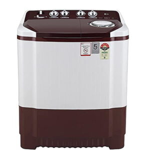 LG 8 kg 5 Star with Roller Jet Pulsator with Soak, Wind Jet Dry and Rat Away, 6 Kg (Spin Tub Capacity) Semi Automatic Top Load Washing Machine Maroon, White  (P8035SRAZ)