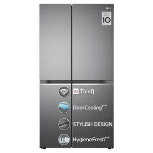 LG 655 L Frost Free Side by Side Refrigerator with Smart Inverter Compressor, AI ThinQ (Wi-Fi), Door Cooling+ & Hygiene Fresh+  (Shiny Steel, GL-B257EPZX)